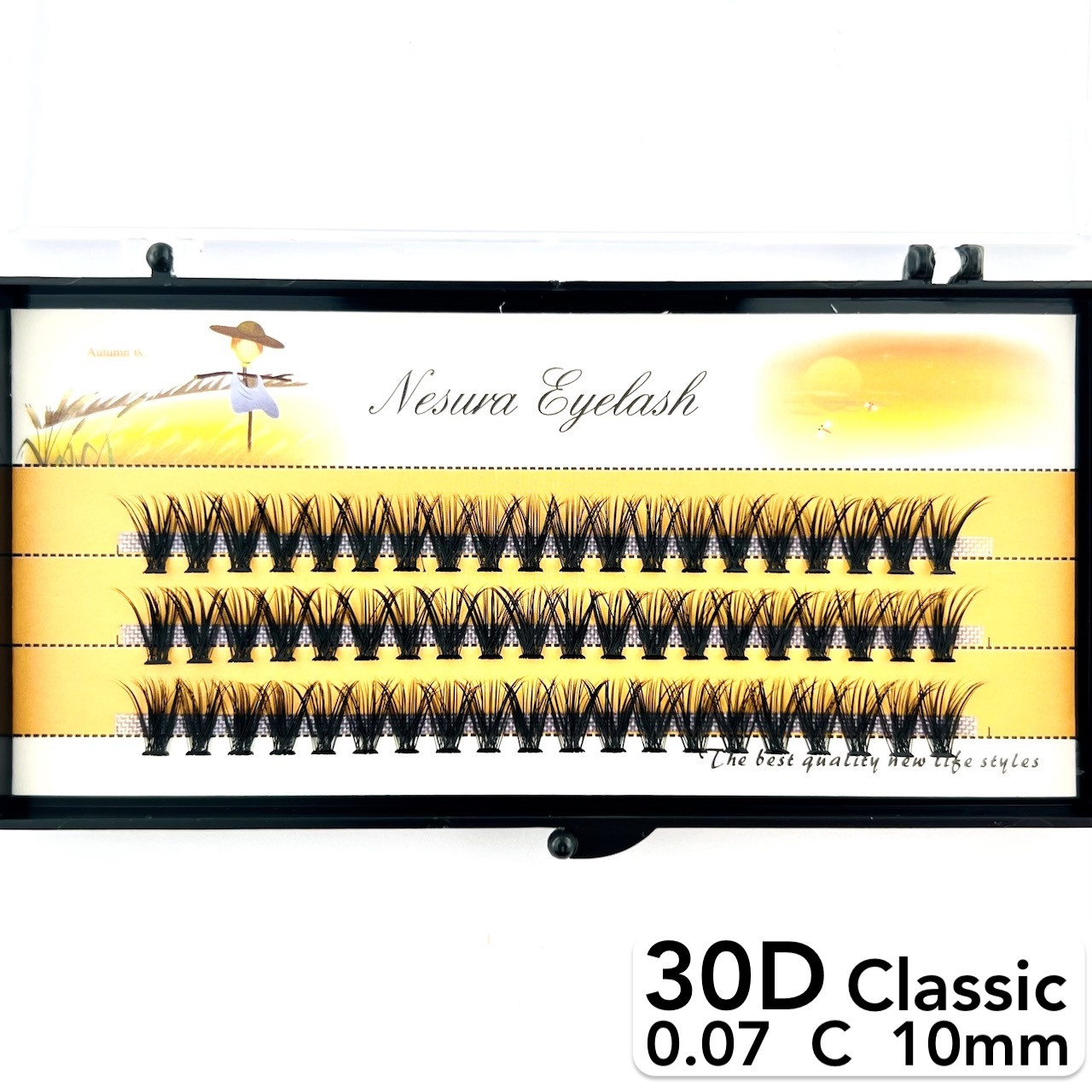 Накладні пучкові вії Nesura Eyelash Classic 30D, 0,07, C, 10 мм, 60 пучків Несура