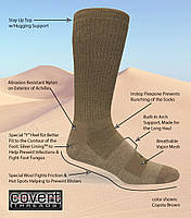 Шкарпетки Covert Threads DESERT Military Boot Socks | Coyote Brown, фото 2