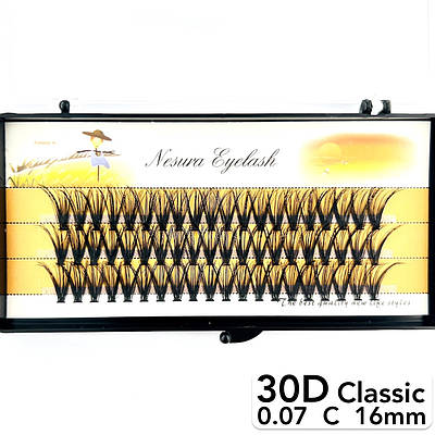 Накладні пучкові вії Nesura Eyelash Classic 30D, 0,07, C, 16 мм, 60 пучків Несура