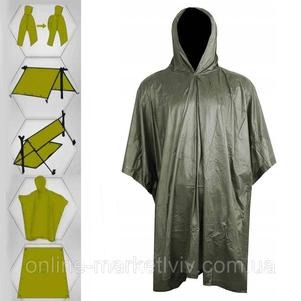 Універсальний дощовик-пончо 3в1 з капюшоном / Накидка для подорожей і відпочинку, фото 1