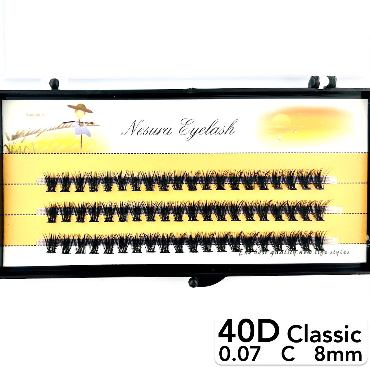 Накладні пучкові вії Nesura Eyelash Classic 40D, 0,07, C, 8 мм, 60 пучків Несура