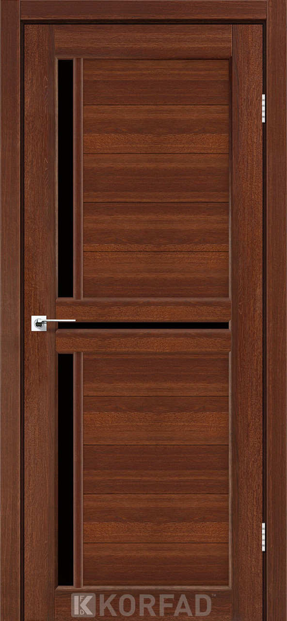 Двері міжкімнатні Корфад/ KORFAD SC-04 Горіх (чорне скло)
