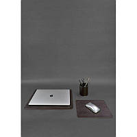 Набор для рабочего стола из натуральной кожи 1.0 темно-коричневый краст