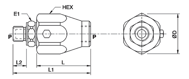 Розміри з'єднання GGL 3/8"