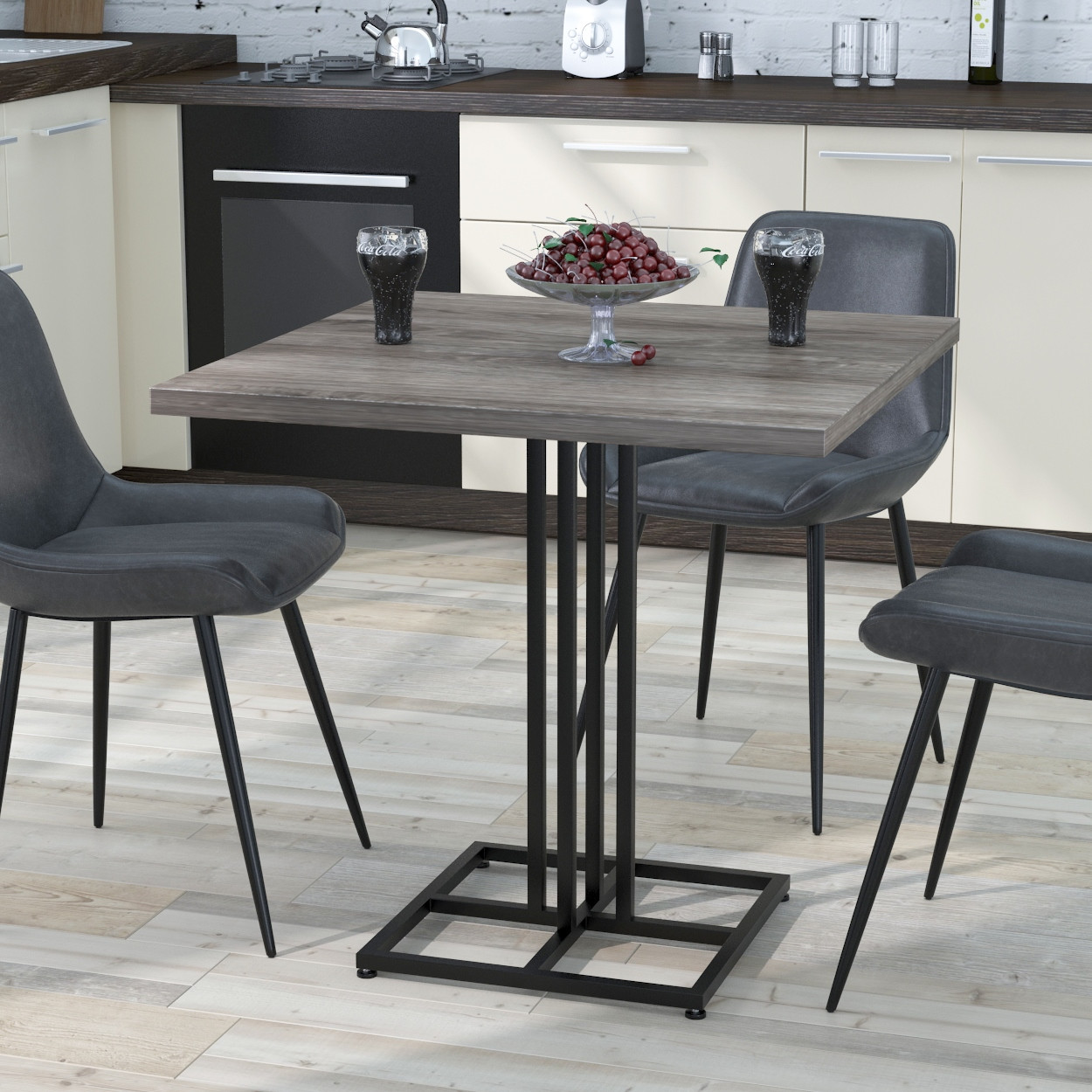 Стіл квадратний обідній на одній опорі Тревор Loft Design 80х80 у вітальню, їдальню, обідню зону