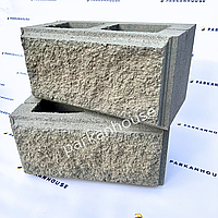 Блок декоративный рваный камень для забора, серый 390х190х190 мм