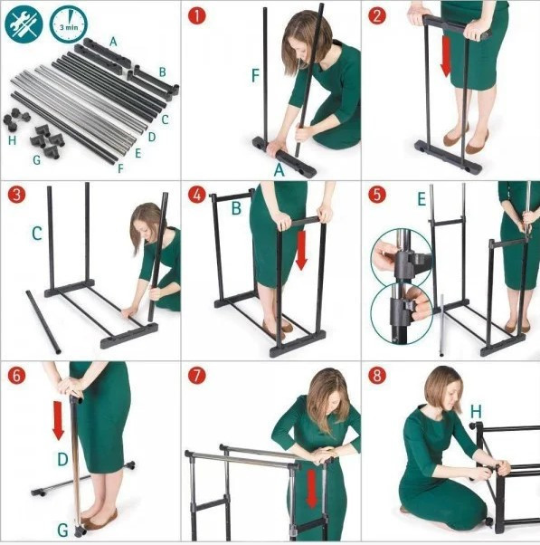 Універсальна міцна Подвійна підлогова пересувна стійка для одягу - фото 3 - id-p1921129524