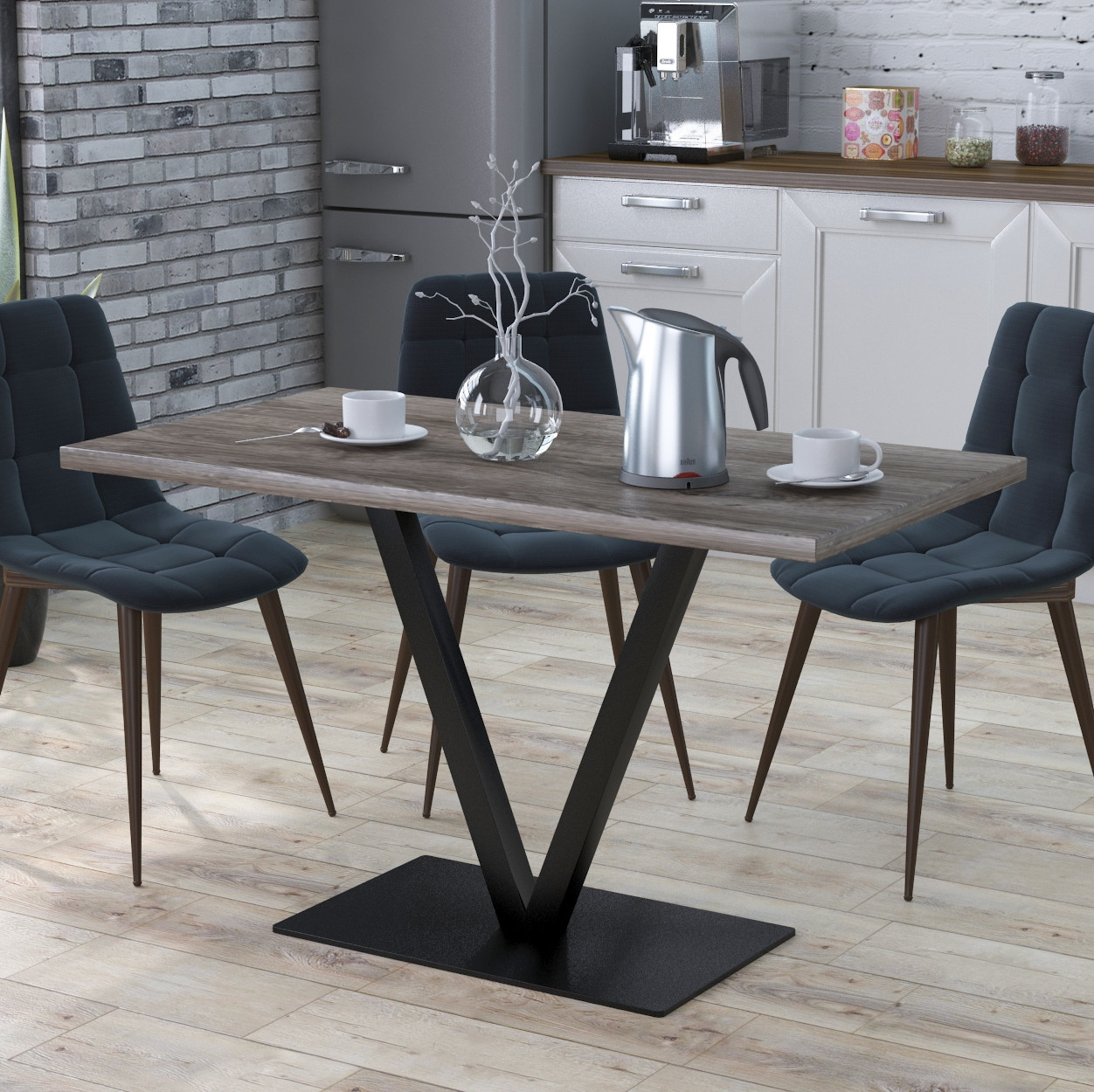 Стіл обідній на одній опорі прямокутний Вінсент Loft Design 120х65 у вітальню, їдальню, обідню зону
