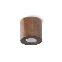 Точечный деревянный светильник цвета орех GU10 9.5х10 см