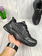 Черные мужские термо кроссовки Nike, утепленные мужские кроссовки кожанные, мужские зимние кроссовки Найк кожа