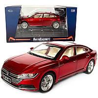 Іграшкова машинка металева Volkswagen Passat CC, Фольксваген пасат, червона, Автоексперт, 1:32, звук,світло,інерція,рухомі