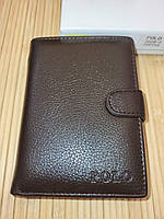 Вертикальный кошелек мужской POLO 13.5×9.5см, мужское портмоне для денег и документов на 6 карточек Коричневый