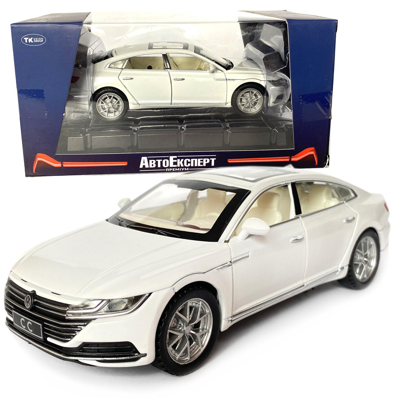 Іграшкова машинка металева Volkswagen Passat CC, Фольксваген пасат, біла, Автоексперт, 1:32, звук,світло,інерція,рухомі елементи,, фото 1