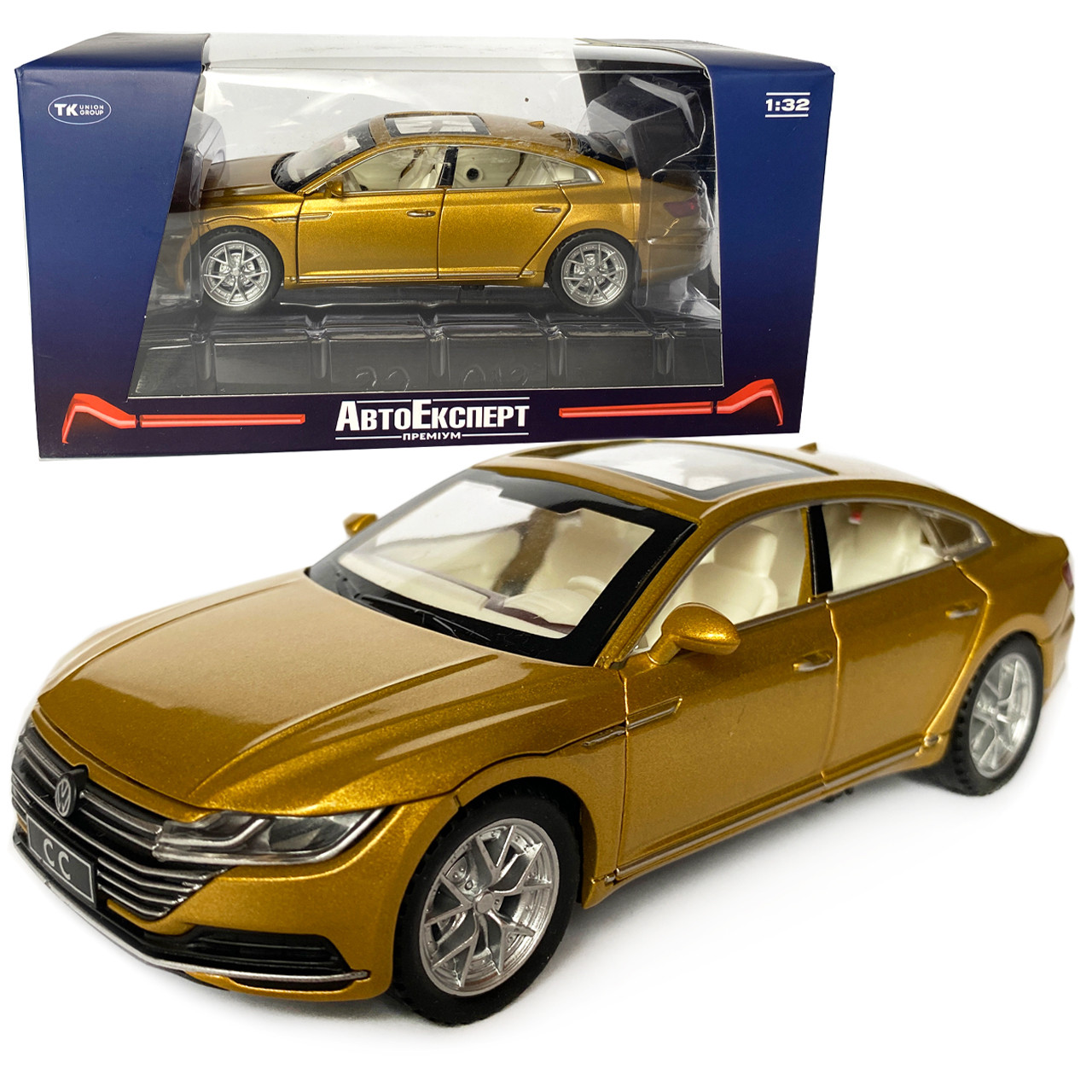Іграшкова машинка металева Volkswagen Passat CC, Фольксваген пасат, бронза, Автоексперт, 1:32, звук,світло,інерція,рухомі, фото 1