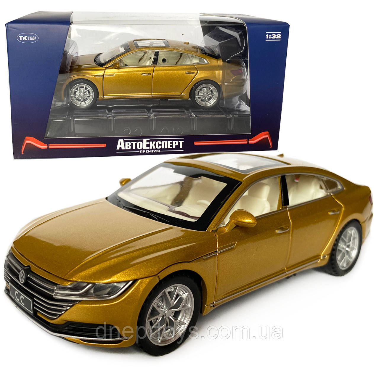 Іграшкова машинка металева Volkswagen Passat CC, Фольксваген пасат, бронза, Автоексперт, 1:32, звук,світло,інерція,рухомі, фото 1