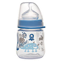 Бутылочка с широким горлом и силиконовой соской синяя NIP 150 мл 0+ (4000821410046)