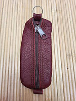 Кожаный футляр для ключей 12×5 см, ключница из натуральной кожи Бордовий-3