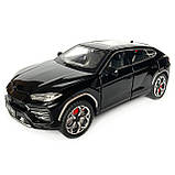 Машинка металева Lamborghini Urus, Ламборгіні Урус, Автоексперт, чорна, 1:24,метал, звук,світло,інерція,рухомі елементи, 21*6*8см, фото 2