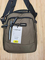 Мужская сумка тканевая LANPAD 23×18×9см, повседневная мужская сумка 180.0, Хаки, 90.0