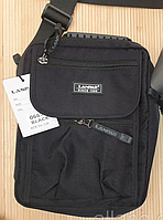 Сумка мужская тканевая на наплечном ремне 20×25.5×8см, сумка мужская повседневная 200.0, Черный, 80.0