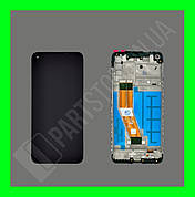 Дисплей Samsung A115 A11 2019 / M115 M11 2020 із сенсором та рамкою, чорний (оригінальні комплектуючі)
