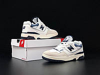 Мужские кроссовки New Balance 550 (белые с синим) деми кроссы для повседневной носки В11674