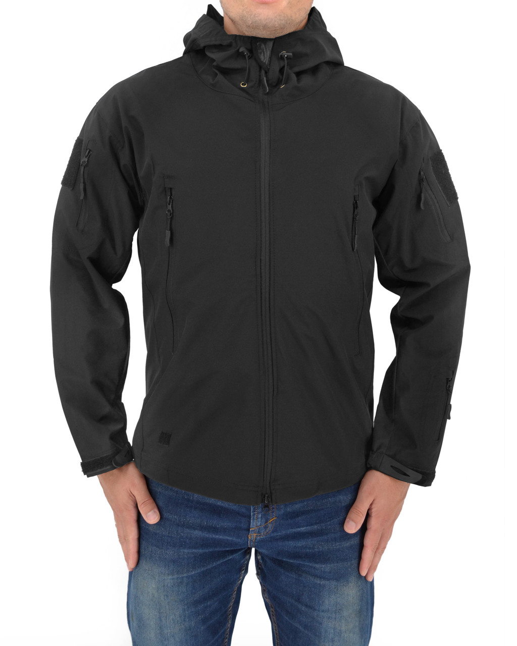 Легка тактична літня куртка (вітровка, парка) з капюшоном Warrior Wear JA-24 Black