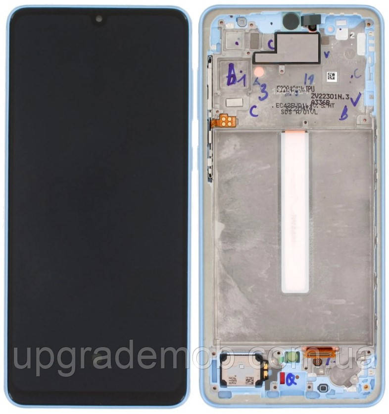Дисплей модуль тачскрин Samsung A336 Galaxy A33 5G чорний OLED (Small LCD) з рамкою Blue