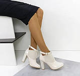 Бежеві відкриті ботильйони на резинці стійкий каблук 36 37 38, фото 3