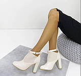 Бежеві відкриті ботильйони на резинці стійкий каблук 36 37 38, фото 4