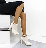 Бежеві відкриті ботильйони на резинці стійкий каблук 36 37 38, фото 6