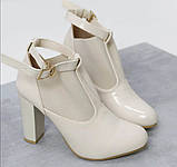 Бежеві відкриті ботильйони на резинці стійкий каблук 36 37 38, фото 8