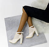 Бежеві відкриті ботильйони на резинці стійкий каблук 36 37 38, фото 5