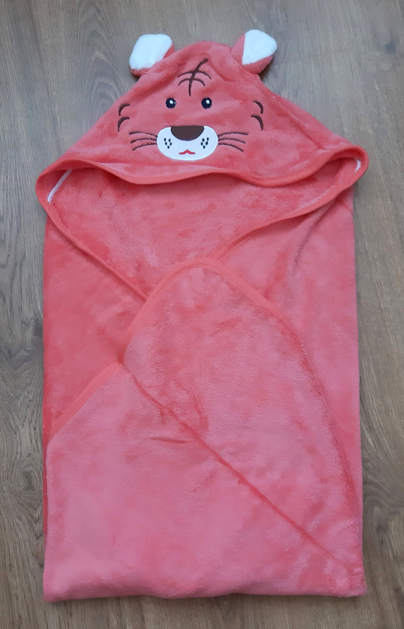Детское полотенце простынь уголок с капишоном микрофибра для купания халат пончо накидка плед - фото 1 - id-p1921176894