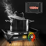 Duronic Hot Plate HP1 BK Black Steel Електрична одинарна плита з ручками, настільна для приготування їжі 1500 Вт, 1 чавунна перено, фото 3