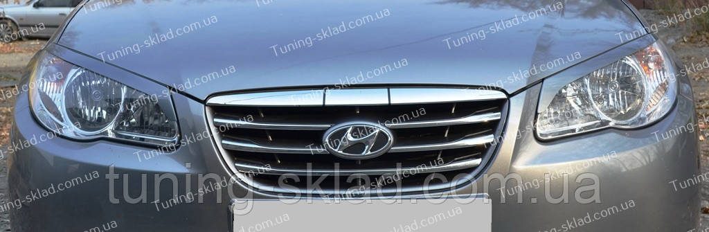 Реснички Хендай Элантра 4 (накладки на передние фары Hyundai Elantra HD) - фото 3 - id-p40607420