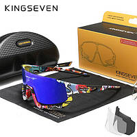 Противоударные велосипедные поляризационные солнцезащитные очки KINGSEVEN LS910 Limited Blue Код/Артикул 184
