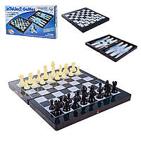 Настольная игра Шахматы 3 в 1, магнитные шахматы, нарды, шашки размеры 31,5 x 35 см
