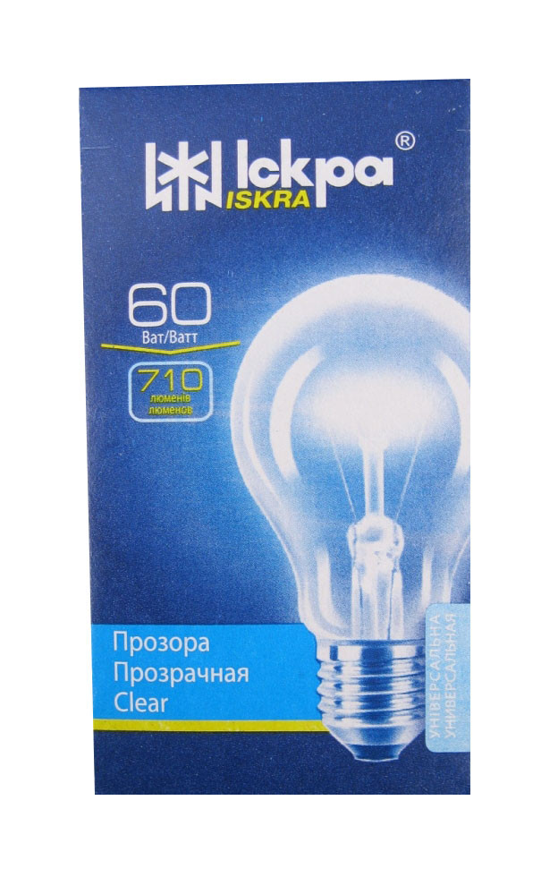 Лампа розжарювання (ЛОН) 60 Вт цоколь Е27 "Іскра" Львів в коробочці