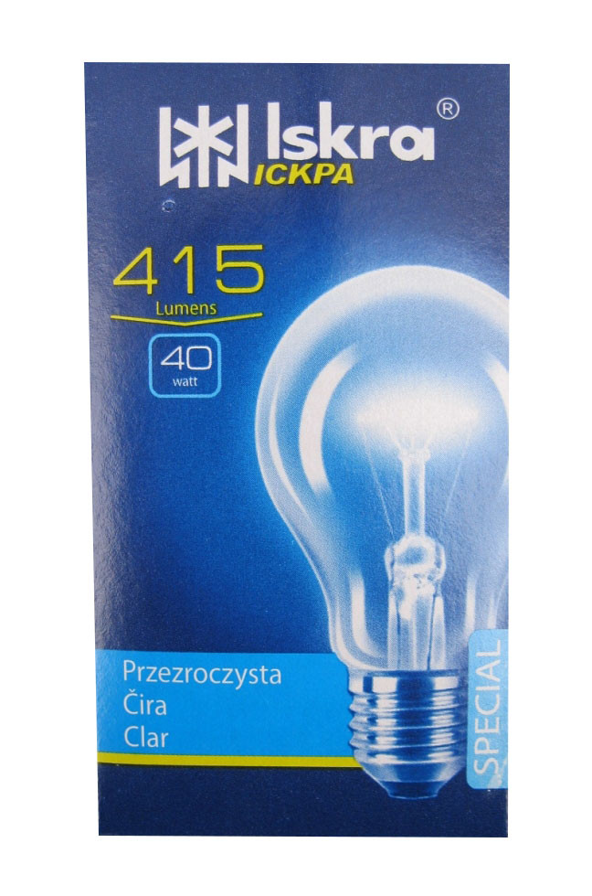 Лампа розжарювання (ЛОН) 40 Вт цоколь Е27 "Іскра" Львів у коробочці