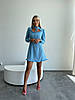 Жіноча Романтична Міні сукня з турецького Софту з квітковим принтом Блакитного Кольору, фото 5