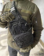 Тактическая Черная сумка армейская. Однолямочная сумка рюкзак