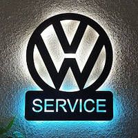 Панно декоративна картина на стіну Volkswagen SERVICE LED підсвітка 490х600 acr-p000100