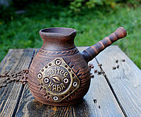 Джезва гончарна Coffee Кава 500 мл червона глина + розсікач