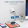 Мережевий фільтр трійник LENCENT PA037EU 7 в 1 із вимикачем + 3 USB/1TYPE-C, фото 8