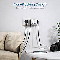Мережевий фільтр трійник LENCENT PA037EU 7 в 1 із вимикачем + 3 USB/1TYPE-C, фото 6