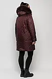 Жіночий пуховик великих розмірів з хутром Li-154, марсала, фото 3