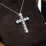 Підвіска хрест в кристалах срібло 925 покриття ланцюжок з під, фото 10