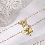 Подвійна ланцюжок метелики золото, багатошарова ланцюжок з подвес, фото 3