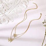 Подвійна ланцюжок метелики золото, багатошарова ланцюжок з подвес, фото 5